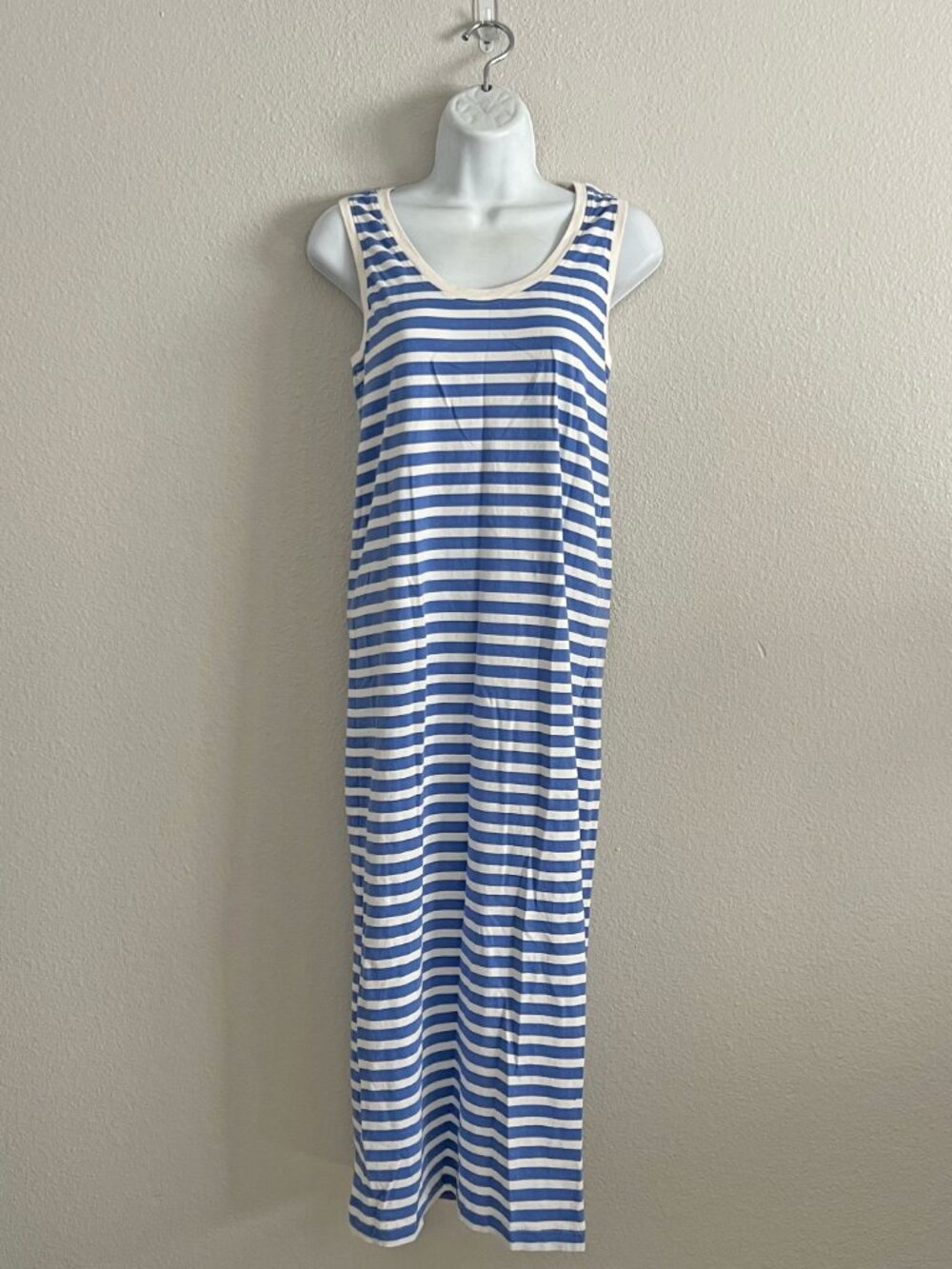 Pact Softspun Tank Midi Dress Periwinkle Blue Striped Organic Cotton Summer XS
